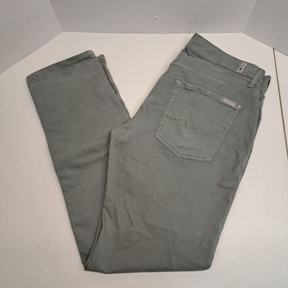 7 For All Mankind Luxe Performance Green Straight Denim Jeans Men's 36x33